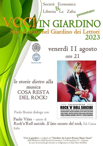 'Le Voci in Giardini', venerdì. Chiavari l'appuntamento con Paolo Vites e 'Cosa resta del rock'