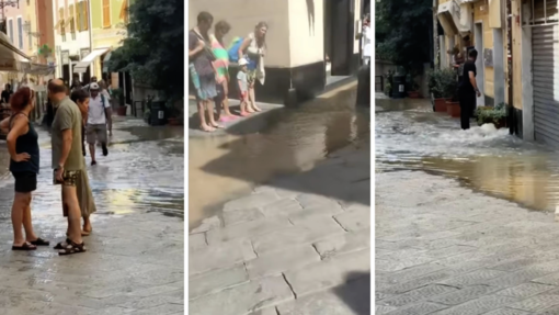 Acqua alta a Sestri Levante: rottura della condotta allaga il centro storico