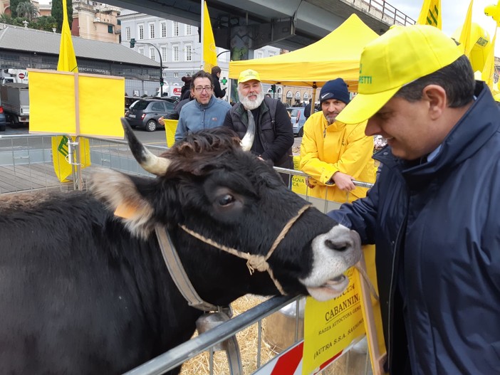 Toti alla manifestazione Coldiretti per il riconoscimento dei danni causati da maltempo e Morandi