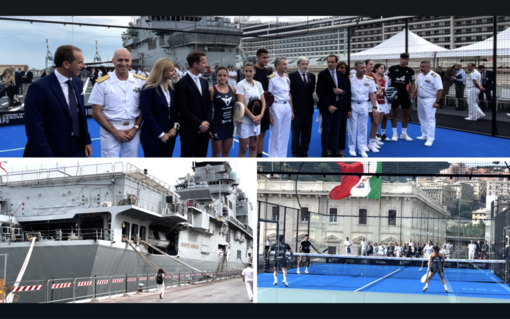 Il padel sulla portaerei Garibaldi: un evento unico nel porto di Genova (Video)