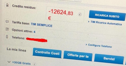 Credito in rosso di migliaia di euro: utenti Tim impossibilitati a utilizzare il cellulare