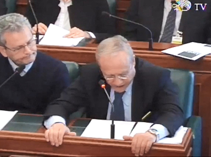 Un fotogramma dell'intervento in Commissione al Senato