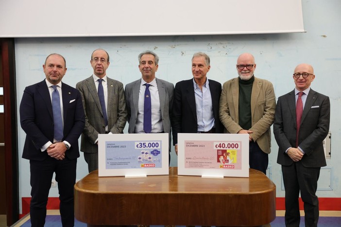 Basko consegna 35.000 euro al Gaslini e 40.000 euro al San Martino per il miglioramento ospedaliero e la ricerca scientifica