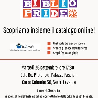 BiblioPride 2023, martedì l'incontro per scoprire come utilizzare il catalogo on line del Sistema Bibliotecario di Sestri Levante