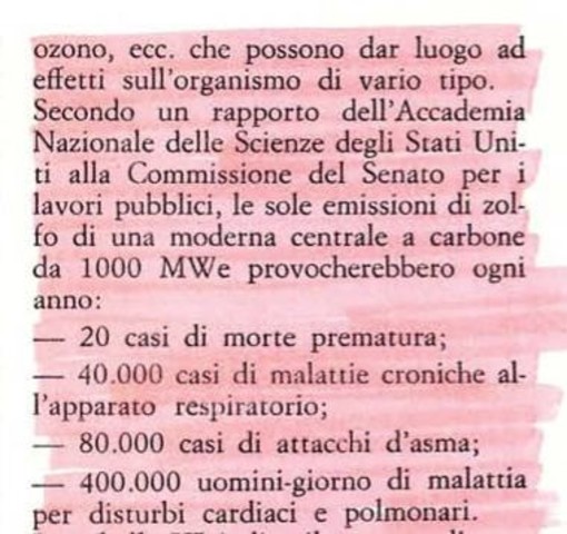 Spunta un documento CNEN (oggi Enea) del 1978: carbone peggio del nucleare