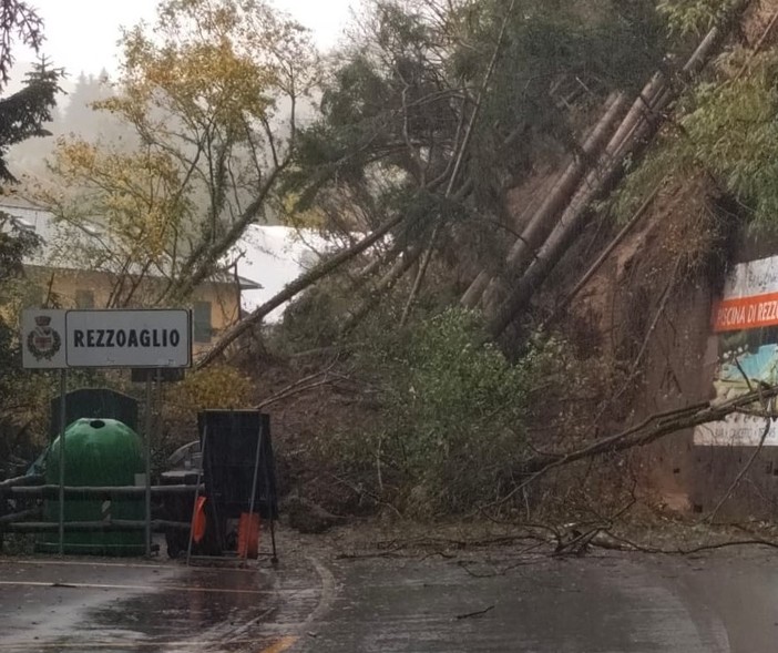 Frana a Rezzoaglio, aperto un varco nella strada statale 586 per i mezzi di soccorso