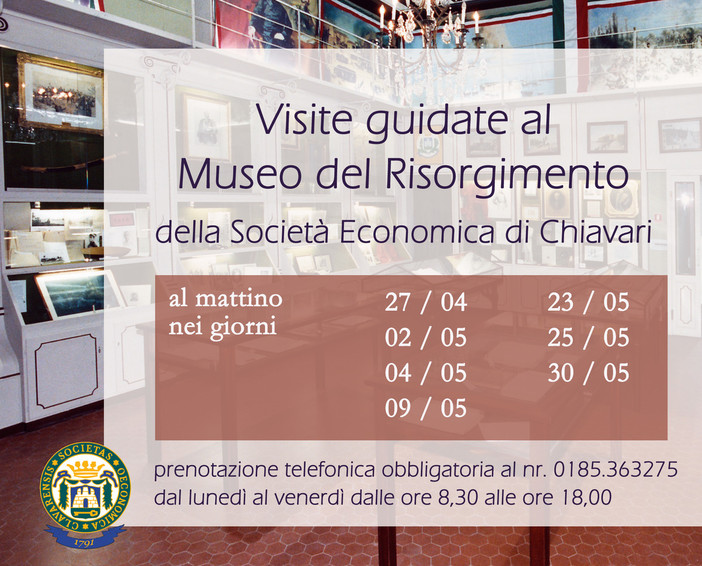 Società Economica di Chiavari: aperte le visite guidate al Museo del Risorgimento