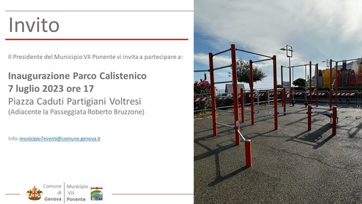 Voltri, il 7 luglio l'inaugurazione del Parco Calistenicp