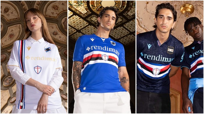 Le nuove maglie della Sampdoria (foto dalla pagina Facebook ufficiale del club)