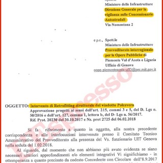 Autostrade: &quot;Interpretazione de L'Espresso su lettera ponte non è veritiera&quot;