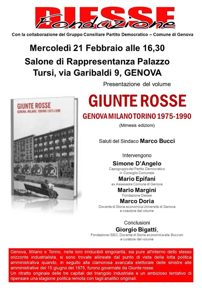 Ci sarà anche il sindaco Marco Bucci a presentare il libro sulle 'Giunte Rosse' genovesi