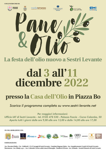 Sestri Levante, torna Pane &amp; Olio. Nove giorni di festa dedicati al territorio ligure e l'Olio Extravergine di Oliva D.O.P