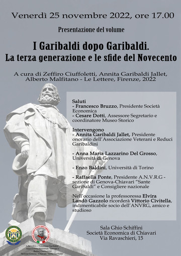 Annita Garibaldi Jallet, la pronipote dell’Eroe dei due mondi, sarà a Chiavari il 25 novembre