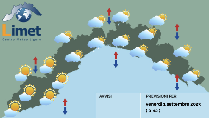 Meteo Liguria, settembre inizia con le nuvole su tutta la regione