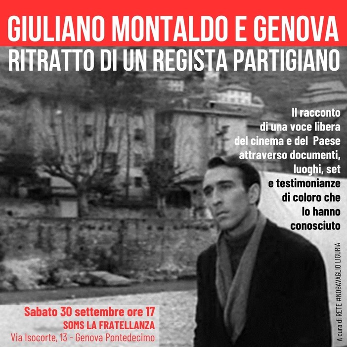 &quot;Giuliano Montaldo e Genova, ritratto di un regista partigiano&quot;, sabato l'appuntamento a Pontedecimo