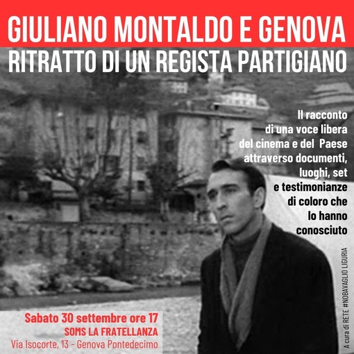 &quot;Giuliano Montaldo e Genova, ritratto di un regista partigiano&quot;, sabato l'appuntamento a Pontedecimo