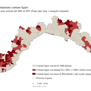 La mappa dei Comuni liguri a rischio spopolamento