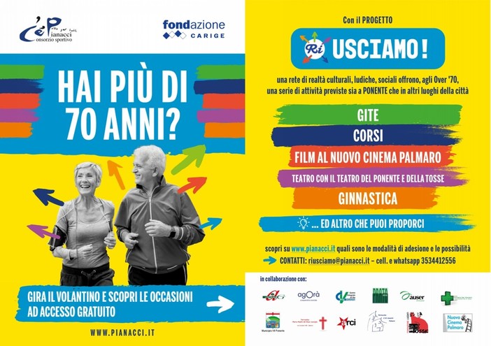 Parte il progetto Ri-Uscire, per gli Over 70 a Ponente con capofila Circolo Pianacci