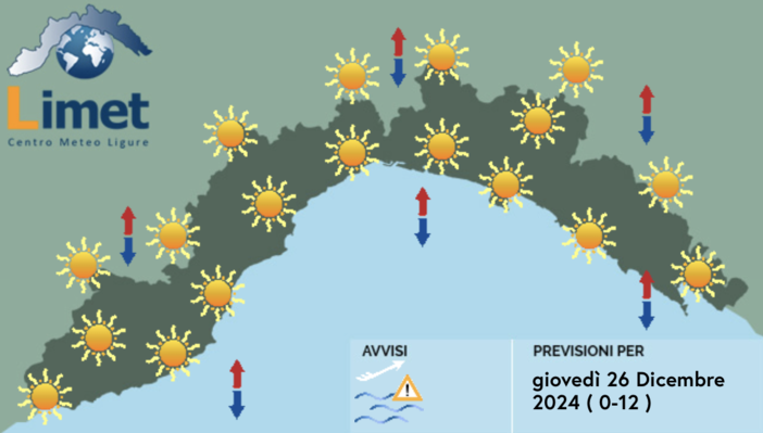 Meteo, cieli ampiamente soleggiati sulla Liguria per tutta la giornata di oggi