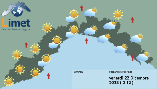 Meteo, nubi basse soprattutto lungo le coste liguri