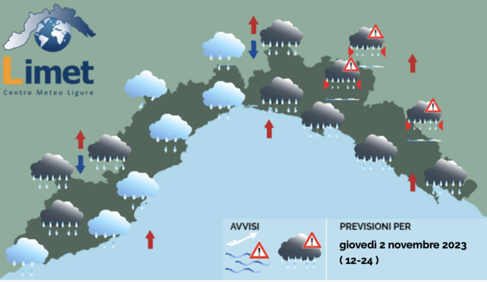 Meteo, dalle 6 è di nuovo allerta sulla Liguria: piogge e venti di burrasca