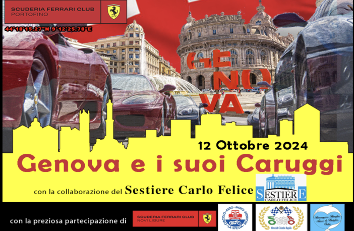 “Genova e i suoi Caruggi”, sabato il raduno Ferrari nel cuore di Genova