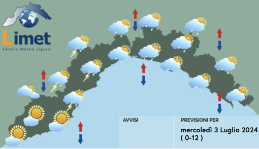 Meteo, dal mattino possibili rovesci temporaleschi potranno interessare la Liguria
