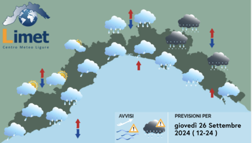 Meteo, giornata perturbata su tutta la regione. Precipitazioni intense sul Levante