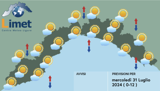 Meteo, prevalentemente soleggiato quasi su tutta la Liguria