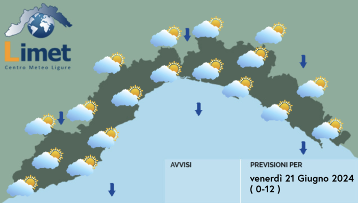 Meteo, alternanza di schiarite e annuvolamenti tra oggi e domani sulla Liguria