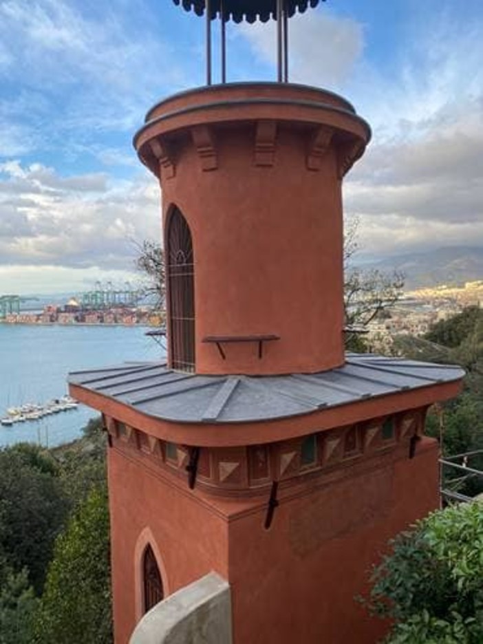 Pegli, quasi terminato il restauro della Torretta di Villa Banfi