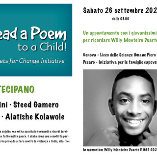 Unicef/Monte di Portofino amici dei bambini e degli adolescenti con a Poem to a Child: studenti del Liceo delle Scienze Umane ricordano Willy con i 100 Thousand Poets for Change