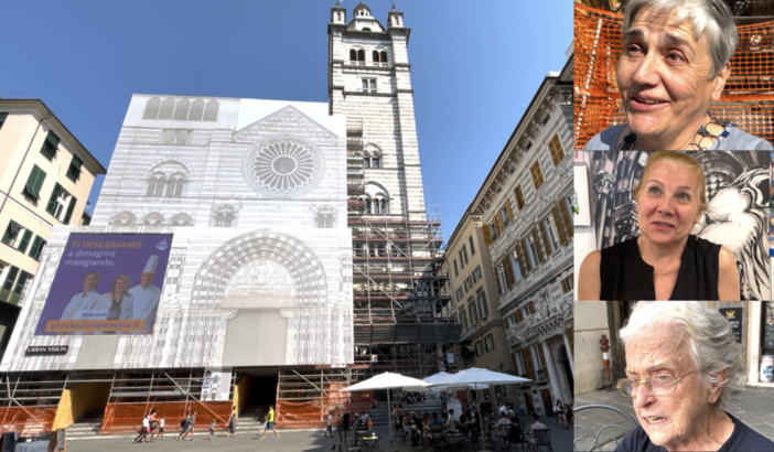 Maxischermo in San Lorenzo, fa discutere l’insolita installazione sui ponteggi della cattedrale