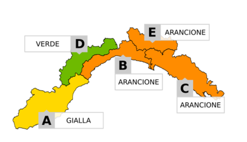 Maltempo in Liguria, si innalza il livello di allerta da gialla ad arancione