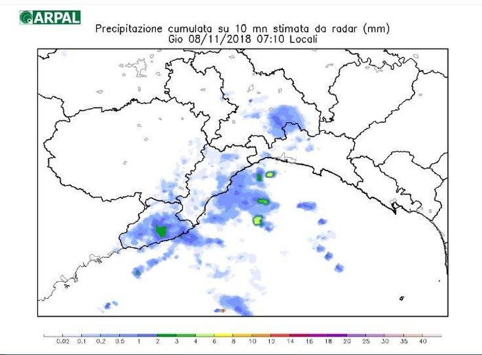 Nell'immagine lo scatto radar delle ore 7.10.