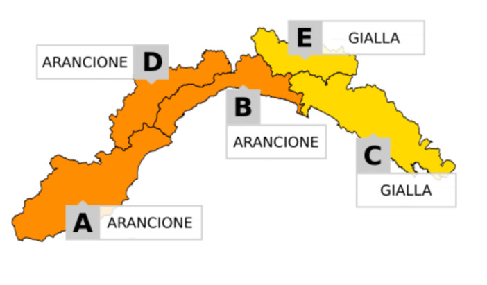 Allerta meteo, sul centro e il ponente ligure elevata da gialla ad arancione