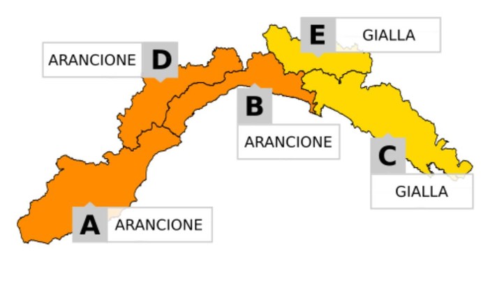 Prolungata allerta arancione per temporali fino a domani su tutto il centro-ponente ligure (zone A-B-D)