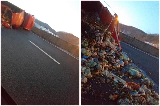 Camion ribaltato sulla A6: riaperto il tratto tra Savona e Altare