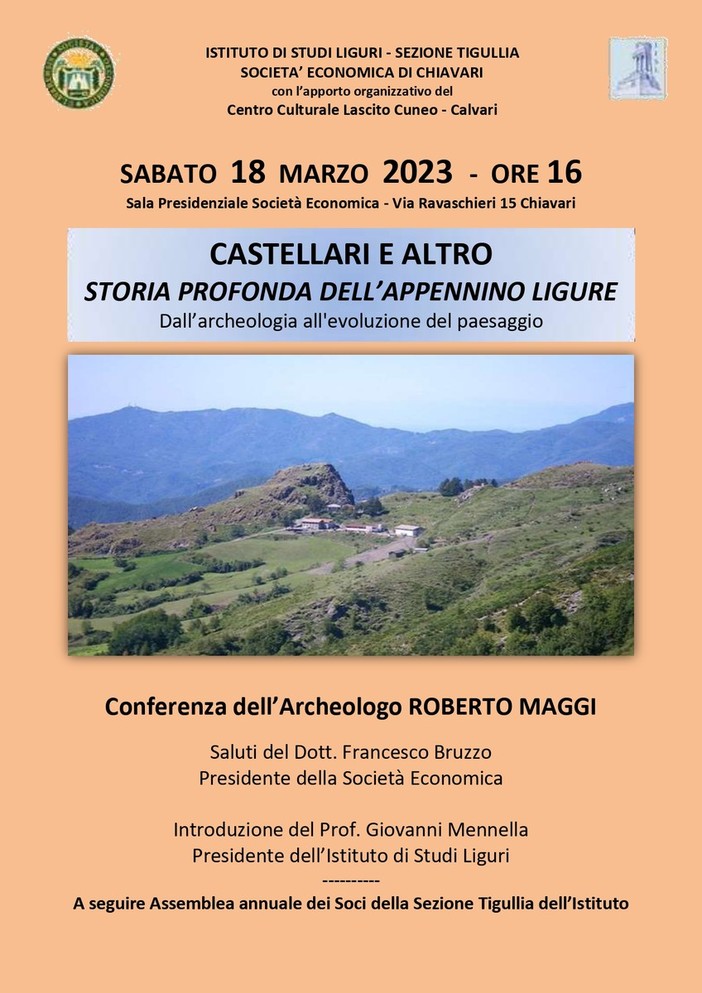 A Chiavari una conferenza sulla storia dell'Appennino Ligure dall’archeologia all’evoluzione del paesaggio