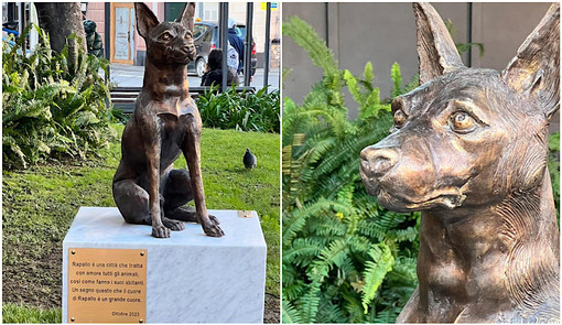 Una statua celebra l'amore infinito tra i cani e l'uomo: il regalo di un padrone rimasto senza il suo quattrozampe