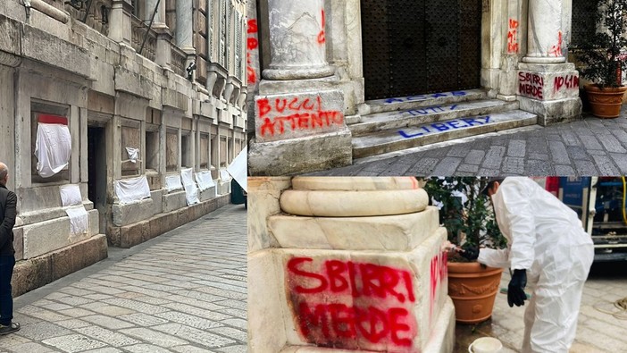 Trenta tecnici al lavoro, decine di ore di interventi e migliaia di euro di danni: il conto (molto salato) delle scritte in via Garibaldi