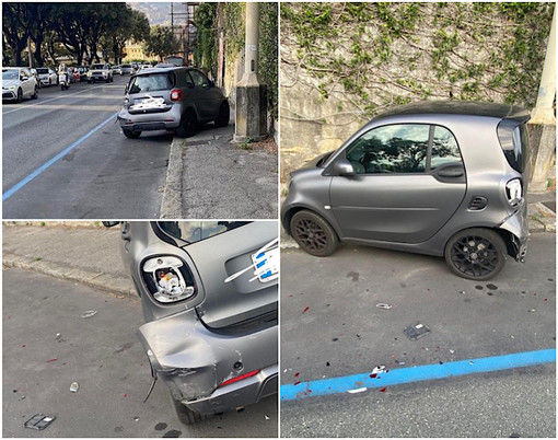 Si schiantano contro un'auto parcheggiata e scappano: caccia al pirata della strada ad Albaro