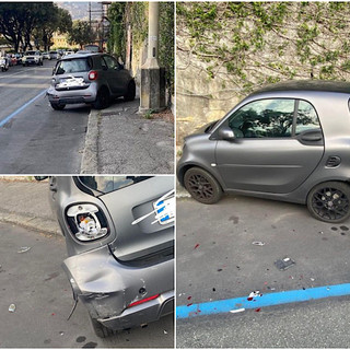 Si schiantano contro un'auto parcheggiata e scappano: caccia al pirata della strada ad Albaro