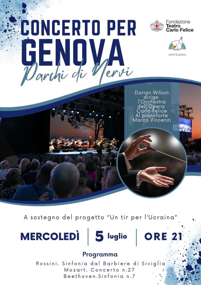 “Concerto per Genova”, mercoledì 5 luglio l'evento benefico al Nervi Music Ballet Festival