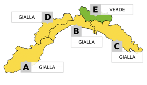 Maltempo in Liguria, allerta meteo gialla prolungata fino a mezzanotte