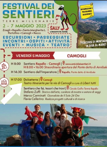 Festival dei sentieri di Camogli venerdì 5 maggio lo spettacolo itinerante &quot;Dolceterra&quot;