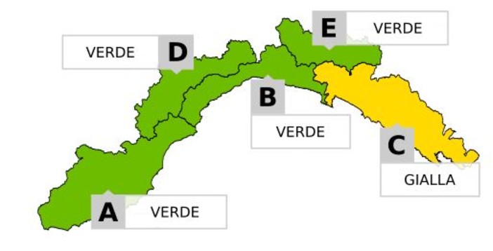 Ancora allerta meteo gialla sul Levante ligure