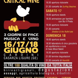 Casarza, nel week end torna il critical wine di Cardini