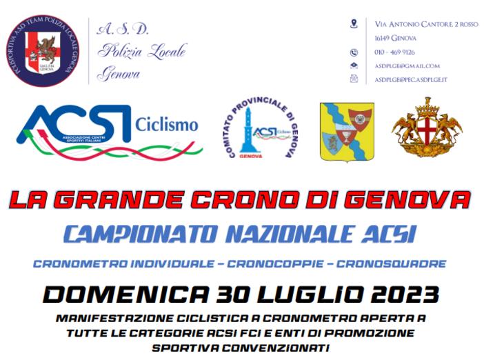 Ciclismo, domenica l’11^ edizione della “Grande Crono di Genova” – 2° memorial Alberto Novelli