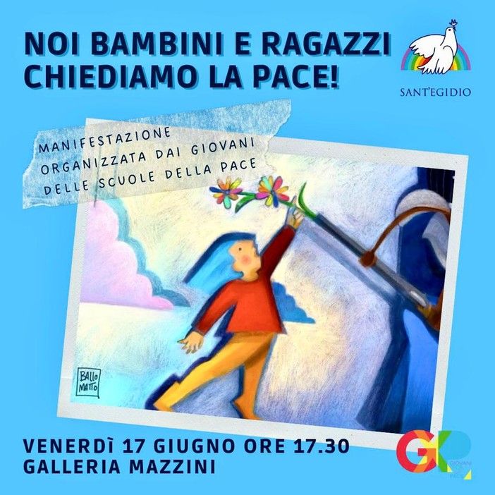 In Galleria Mazzini il flash mob dei bambini per chiedere la fine della guerra in Ucraina